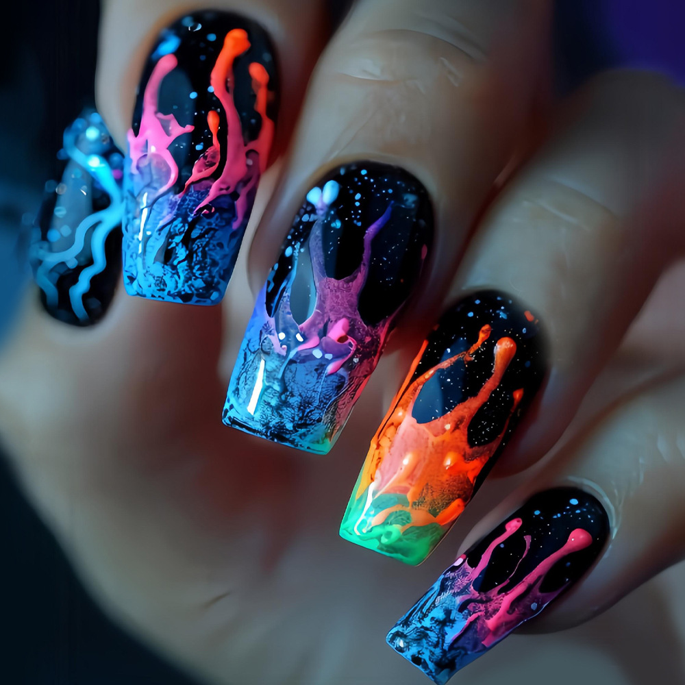Nail Art Orange - Накладные ногти средней длины для женщин