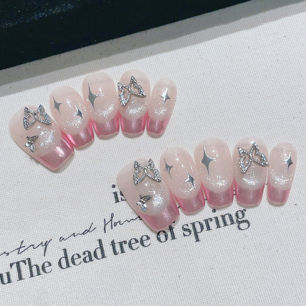 Nail Art Pink - Набор из 10 коротких трапециевидных накладных
