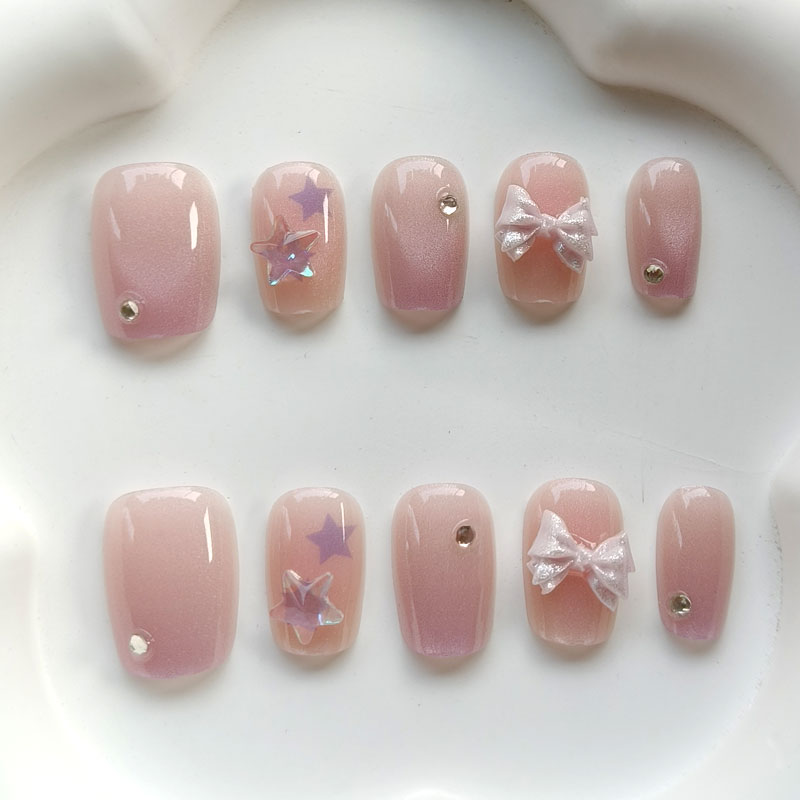 Nail Art Pink - 10 шт. Модные милые розово-фиолетовые накладные