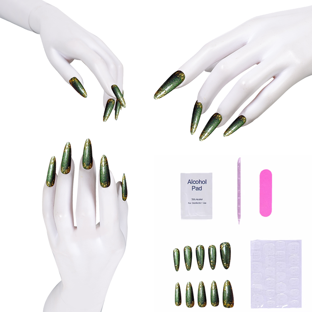 Зеленые накладные ногти с блес – обзор и цена Nail Art Press On