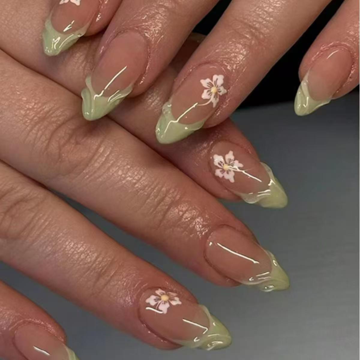 24 шт., простые зеленые францу – обзор и цена Nail Art Press On