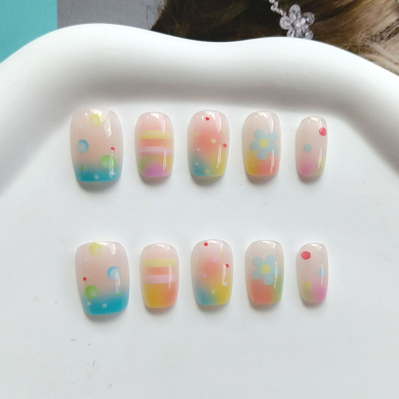 10 шт. радужных накладных ногт – обзор и цена Nail Art Ombre