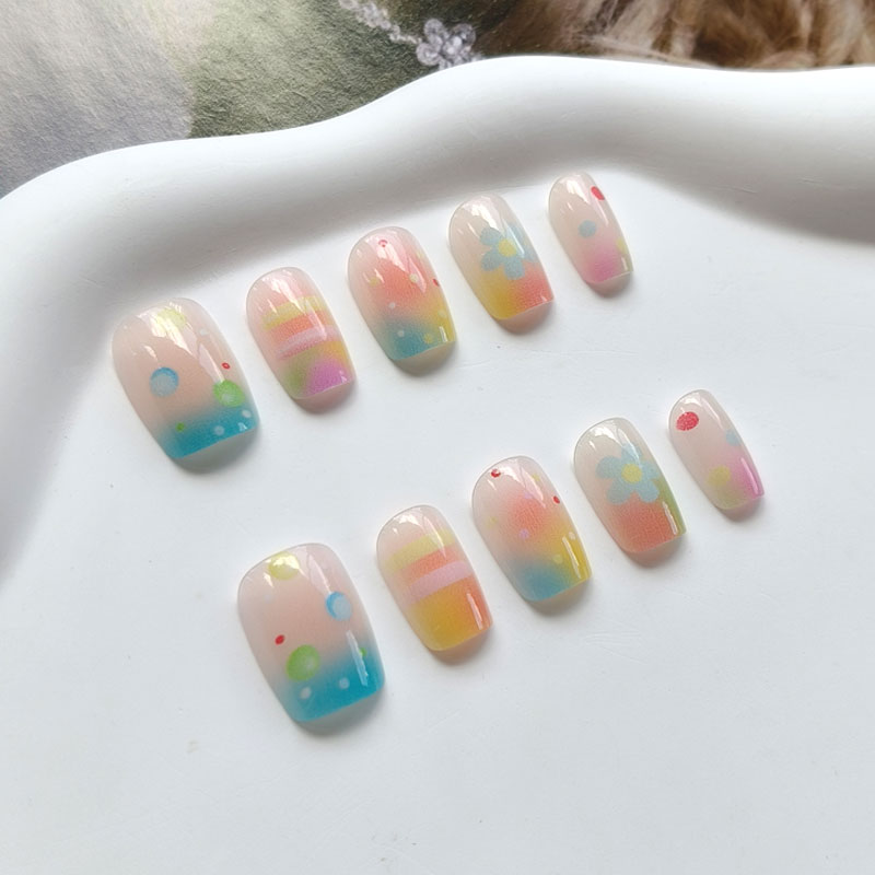 10 шт. радужных накладных ногт – обзор и цена Nail Art Ombre